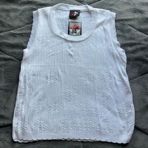 Vintage 90s No Boundaries white ribbed sweater tank top with floral embroidery